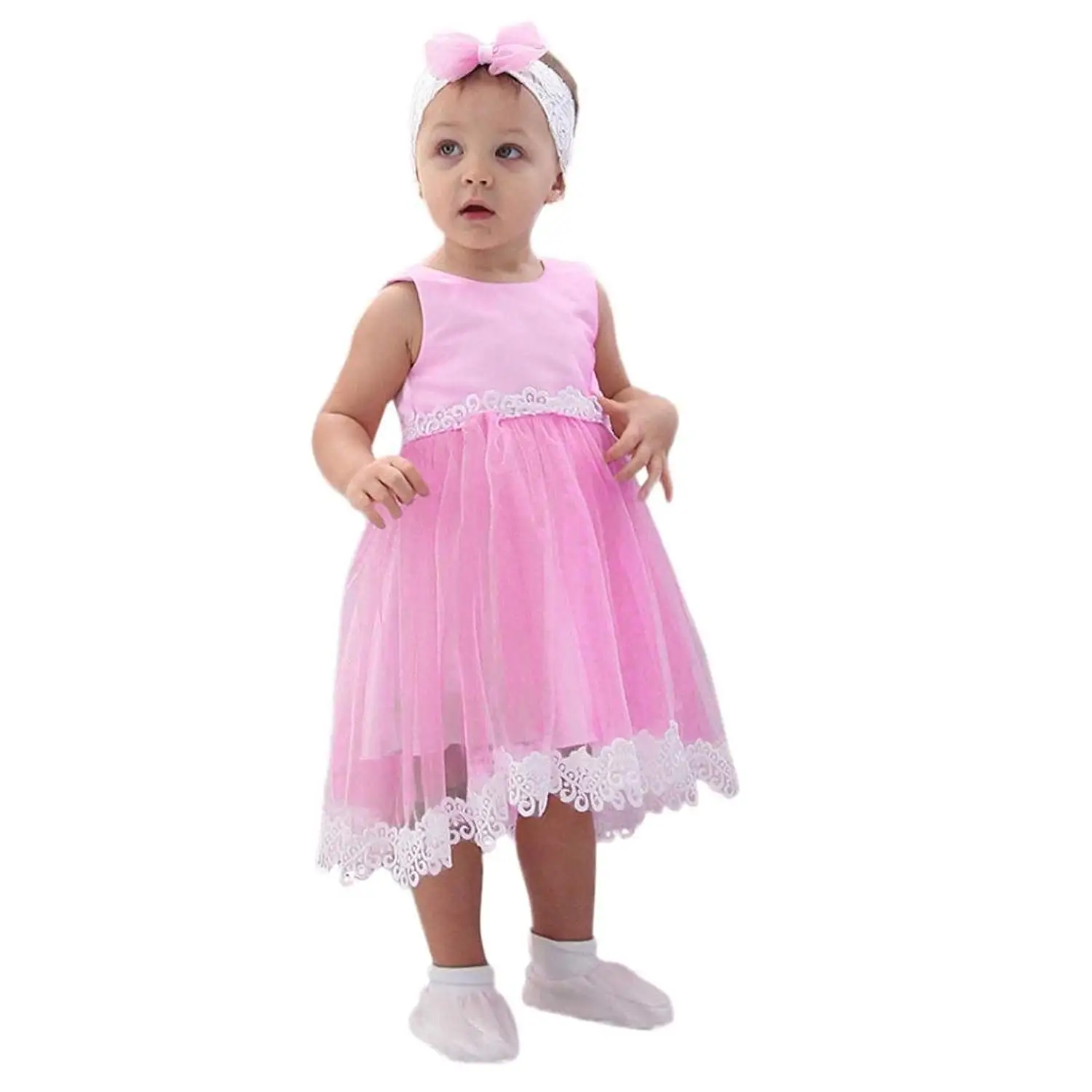 TiTCool Little Girls Princess Dress, Toddler Lace Hem Sleeveless Dress Size 2-6T