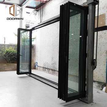 2017 hot new products bi folding door with bullet proof Australian Standard Glass fold doors double glazing