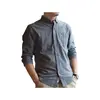 LOW MOQ CHEST POCKET SOLID BLUE 100% COTTON MENS CHAMBRAY SHIRT
