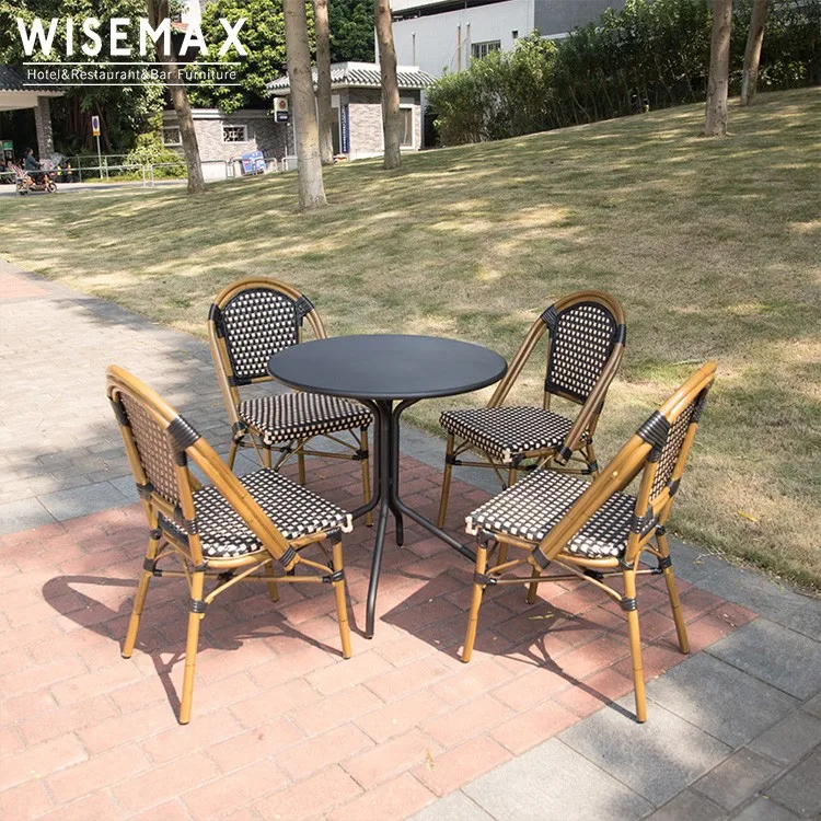 Wholesale Aluminum Bamboo Outdoor Rattan French Bistro Chairs Garden