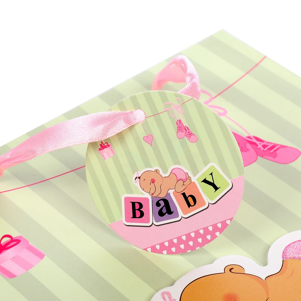 Best Sale Baby Shower Easy Carry Shopping Packaging Bags With Circular Label
