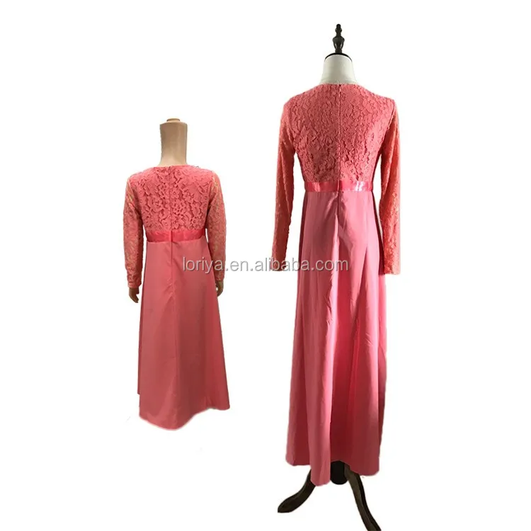 2017 Latest Fashion Muslim Women And Children Maxi Dress 3 Colors Islamic Mommy And Me Dubai 