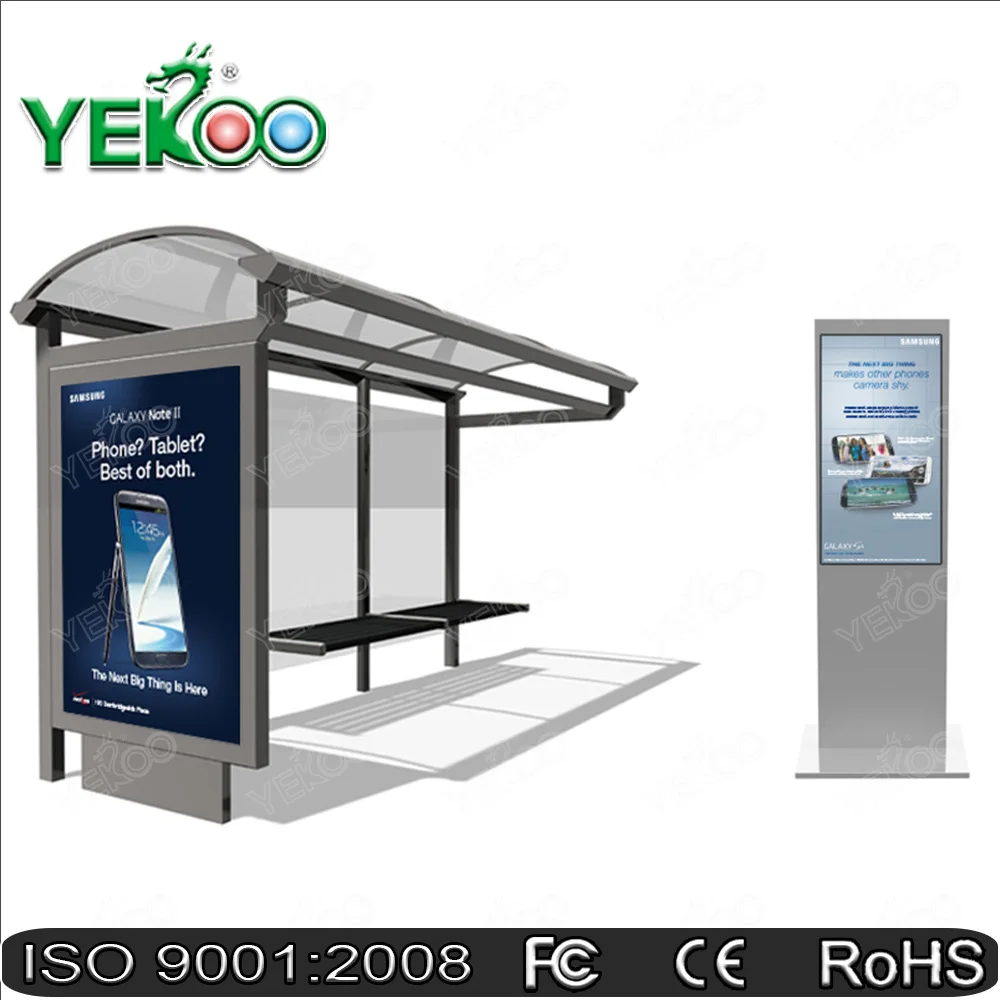 Stainless Steel Advertising Bus Stop Shelter With Lcd Display