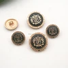 15, 20mm round metal alloy sewing buttons gold / black with black lacquer suit buttons SF-035A