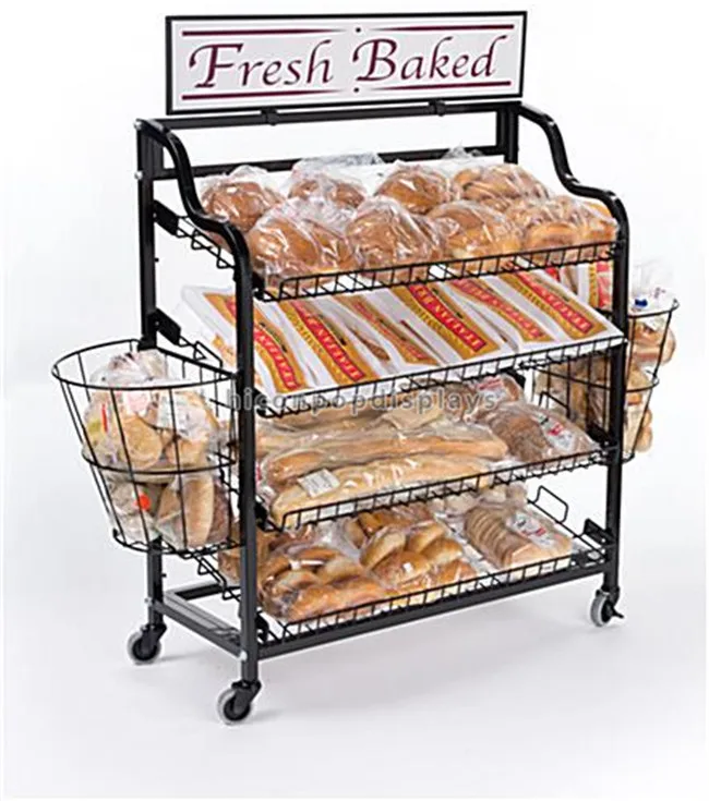  FixtureDisplays® 4-Tier Bakery Bread Rack with Angled Shelves  Wooden Display Rack Bread Store Rack 30X18X55 101143-NPF : Industrial &  Scientific