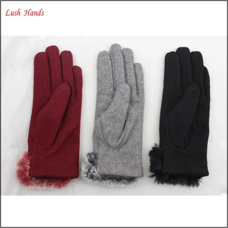 2016 new ladies wholesale chenille woolen fur gloves
