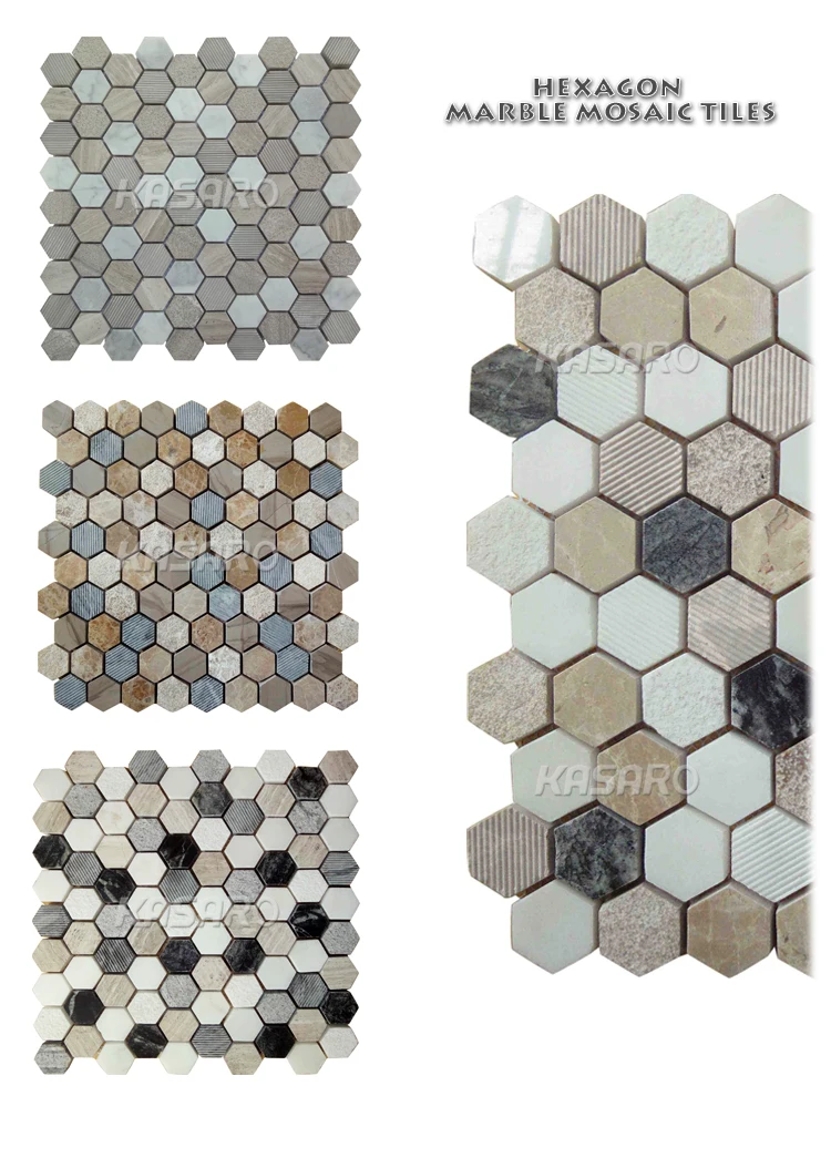 Honey Select Hammered hexagon Mosaic marble tile