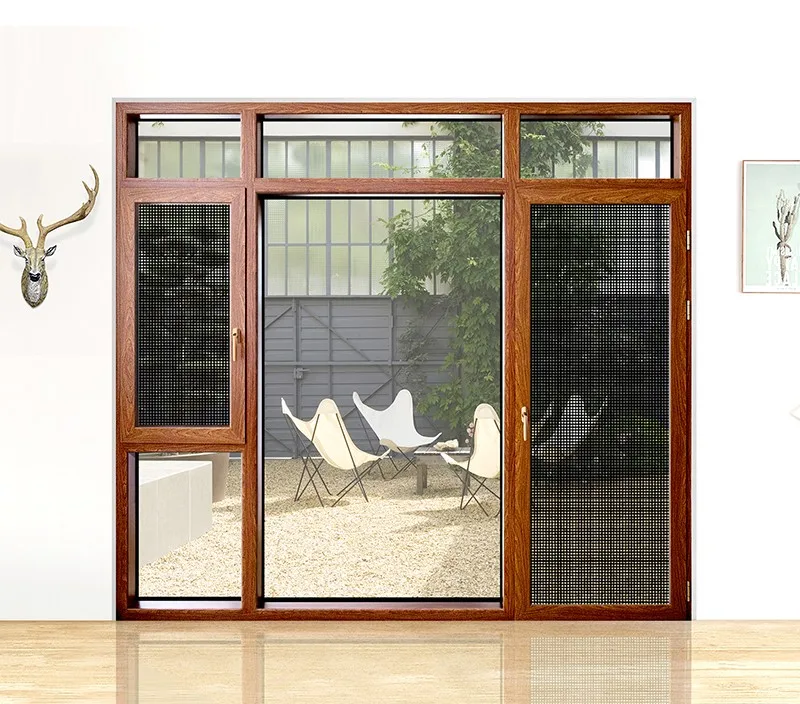 Manufacturers India Standard Size Double Glazing Wooden Grain