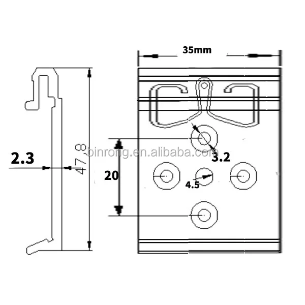 35x47x9mm Aluminum Alloy C Shape Guide Din Rail Buckle