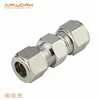 PU 6mm 10mm straight union compression hydraulic brass hose connector push fit copper pipe fitting