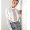 SP2322A Trendy Back Zip Up Ladies Fashionable White Lace Blouse Latest