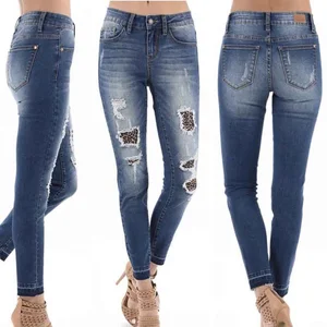 Hot Sale Blue Women Leopard Jeans Pants Hot Sale Blue Women Leopard Jeans Pants