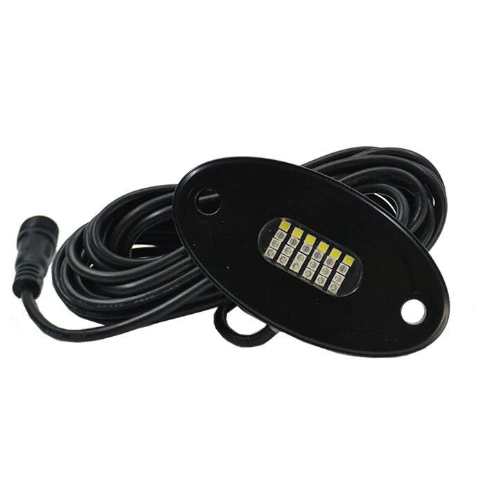 Super bright 4pcs 24w rgbw led auto music app controller led rock light for off road pickup