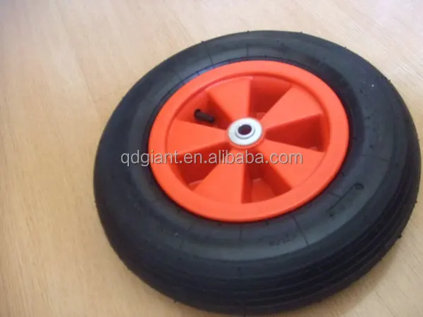 Pneumatic wheelbarrow wheel 4.00-8 straight line pattern with plastic rim