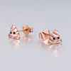 Girl Stylish 925 Sterling Silver Funny Rose Gold Stud Earrings