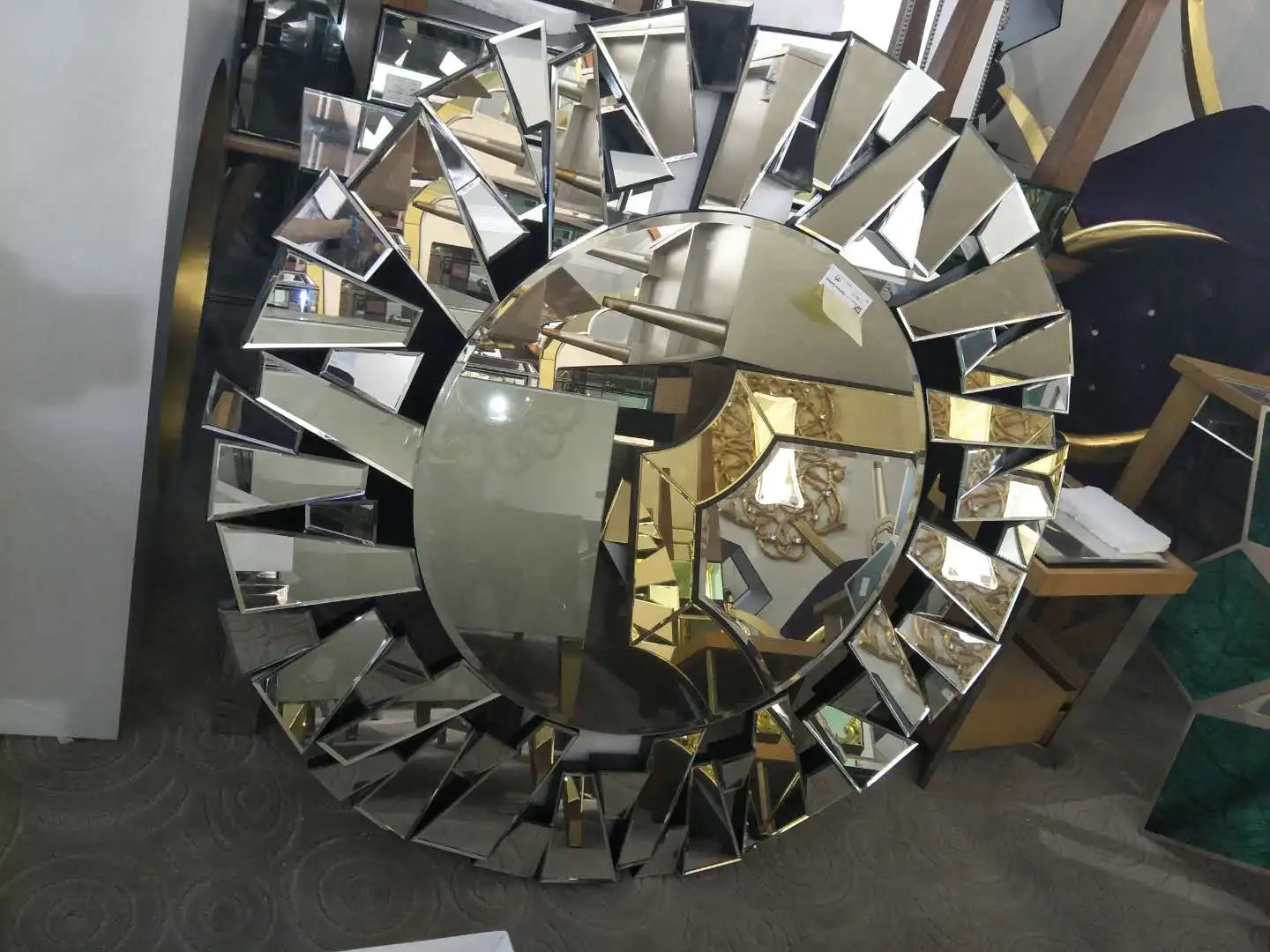 Large Contemporary 3d Decorative Wall Mirror - Buy Round Glass Wall ...