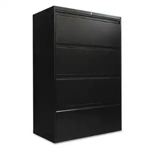 Four-Drawer Lateral File Cabinet, 36w x 19-1/4d x 53-1/4h, Black, Sold as 1 Each