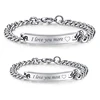 Hot style stainless steel bracelet type adjustable steel bracelet custom logo I love you more couples bangle