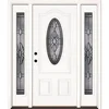 Exterior contemporary residential solid front fiberglass entry door with sidelights