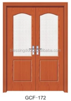 Hot Selling Mdf Pvc Wood Glass Commercial Double Doors Used For