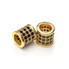 Best selling cubic zircon connector tube charms for jewelry making brass pave metal beads bracelet beads custom logo beads