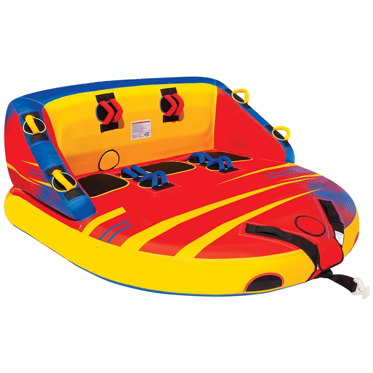 3 Person Heavy-duty PVC & Imported Nylon Inflatable Towable Tube Boat for Water Sports Entertainment