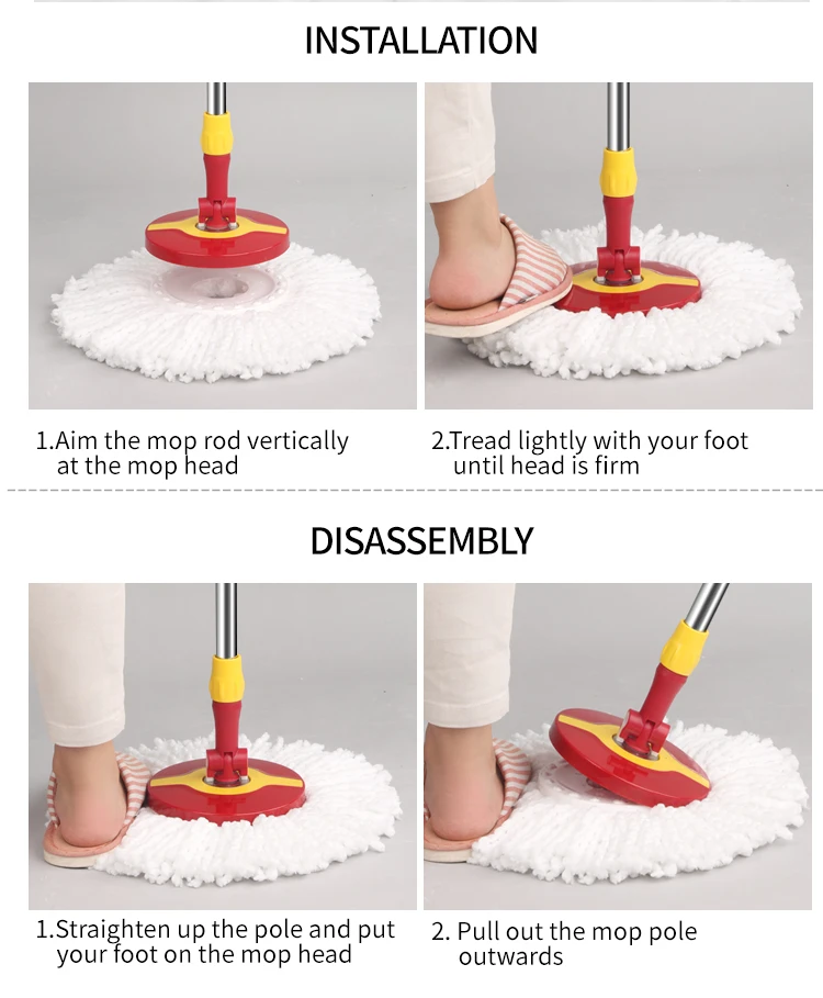 Maryya Spin Mop Replacement Parts Fiber Head Home Floor Cleaning Spin