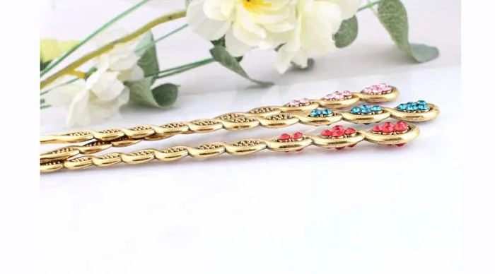 retro bunished gold plated hair pin women spiral fashion tattoo hair jewelry