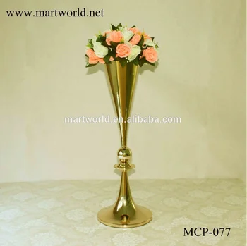 Champagne Gold Vase With Wedding Pillars Centerpiece For Wedding