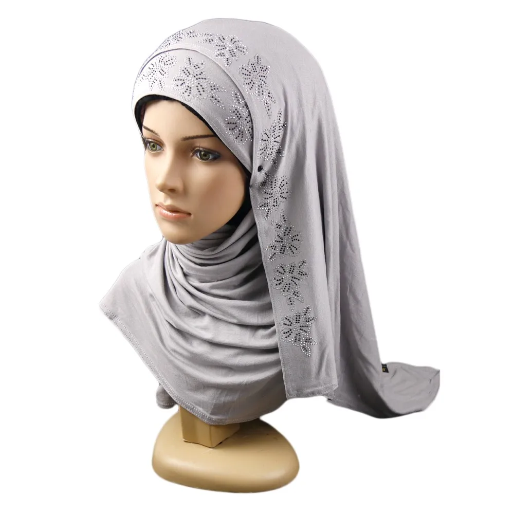 Hot New Design Cotton Jersey Fabric Of Sequined Printed Trade Hijab For