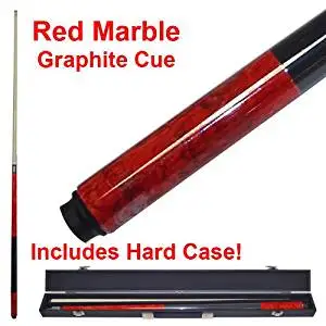 2 Piece Deluxe Red Marble Graphite Pool Stick Cue - With Carrying Case!