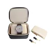ISO 9001 wholesale fashion high quality black leather case with sponge watch packing box small zipper custom leather watch box