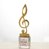 Unique creative design elegant metal note music symbol sports K9 crystal glass trophy for Singing contest awards...