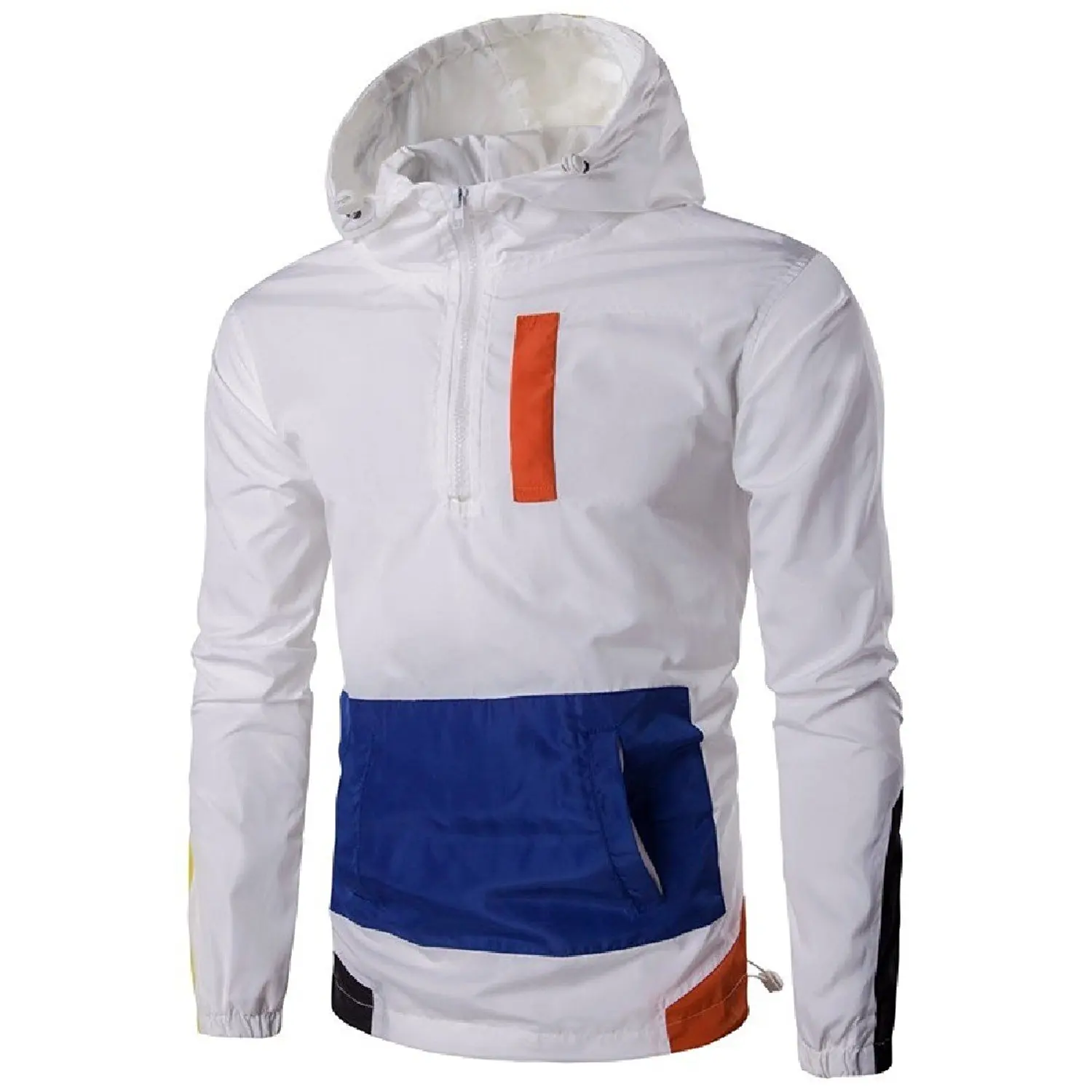 GodeyesMen Windproof Hood Pullover Leisure Windbreaker Trench Coat