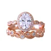 Moment Jewelry Sterling silver 925 oval shape rings big stone ring designs for women rose gold color knuckle ring sets