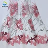 China Wholesale New Products Fashion 3D Tulle Embroidered Flower Pink Lace Fabric for Sale