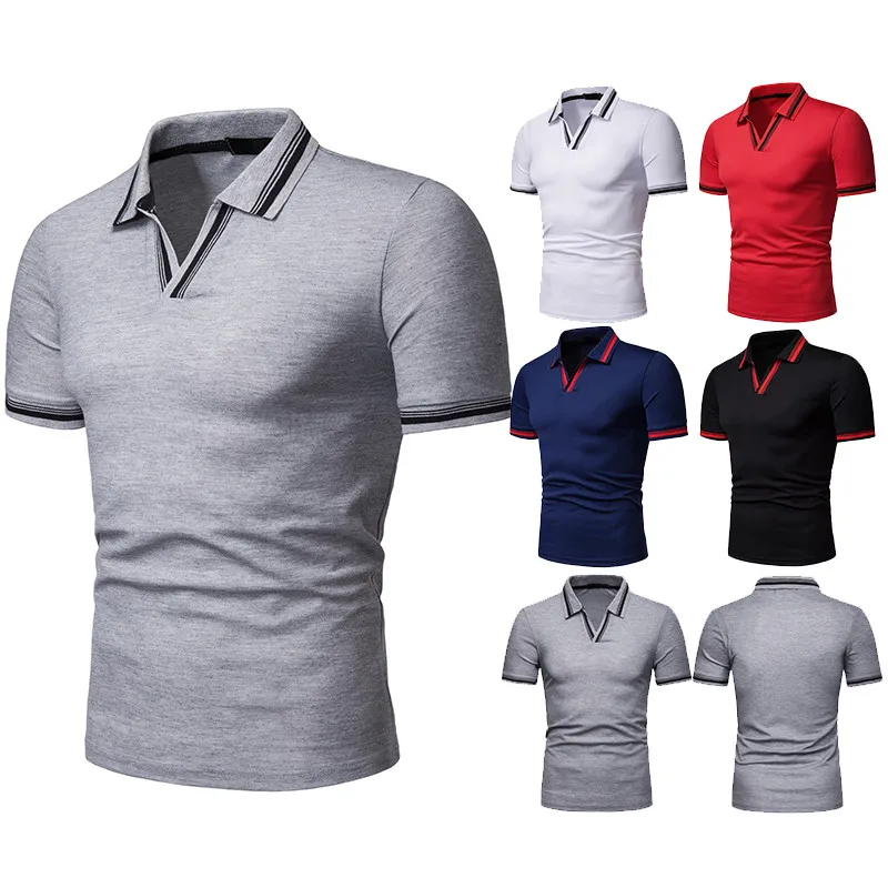 Custom V Neck No Button Slim Fit Golf Shirts Polo Pique T-shirt Of ...