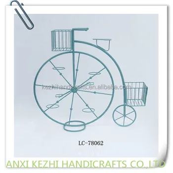 Blue Wrought Iron Bicycle Flower Pot Holder Blue Wrought Iron Bicycle Flower Pot Holder
