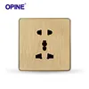 High End 1 Gang 5 Pin Golden Color Switched Socket Wall Outlets Of PC Material