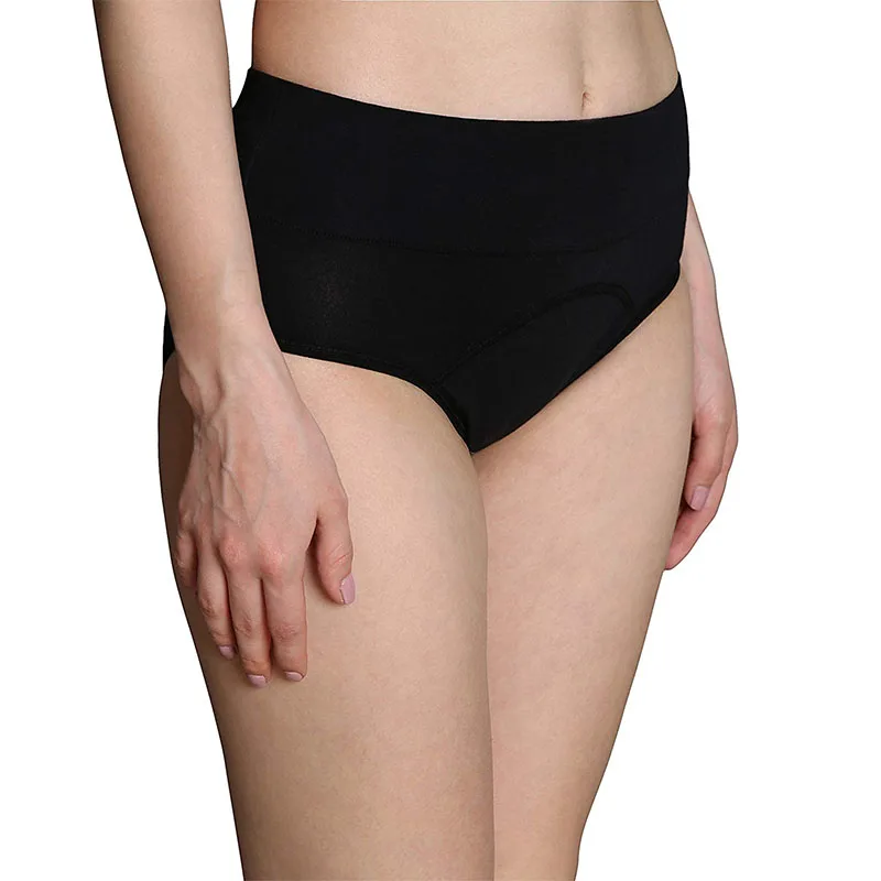 High Waist Black Menstrual Leak Proof Protective Organic Cotton Underwear Briefs Physiological 