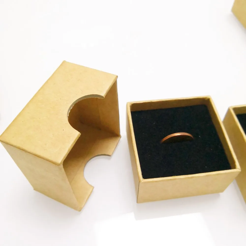 Uv Full Print Kraft Paper Ring Box Classic Style Jewelry Gift Packaging Box With Sponge Tray