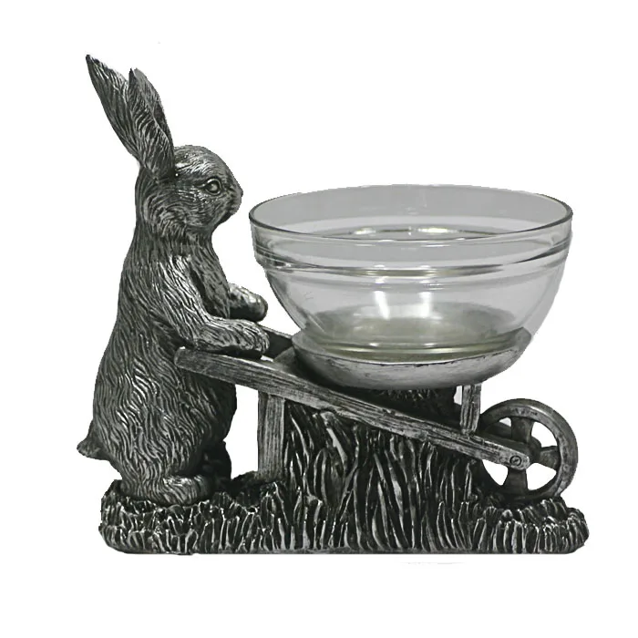 Cute Grey Easter Resin Rabbit Candle Holder Figurine Buy Rabbit