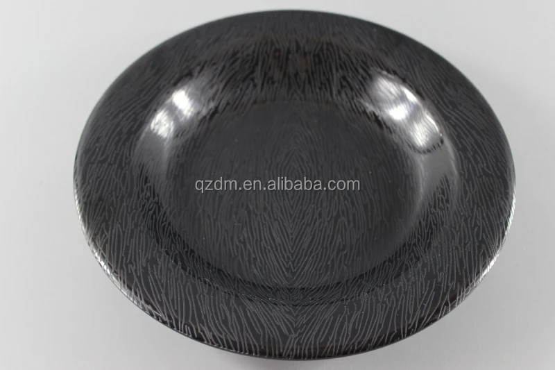 Black Plastic dinner plate Embossment deep dishes