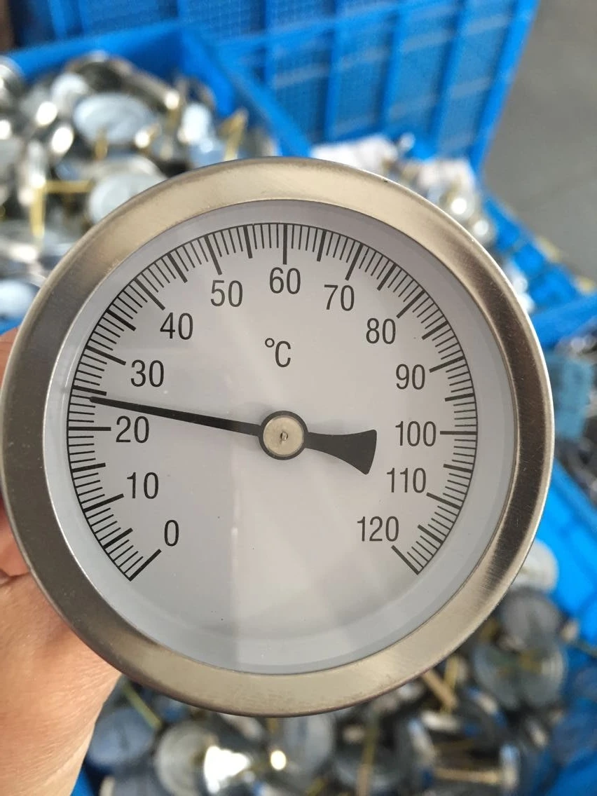 Industrial Bimetal Hot water Thermometer pipe temperature Gauge