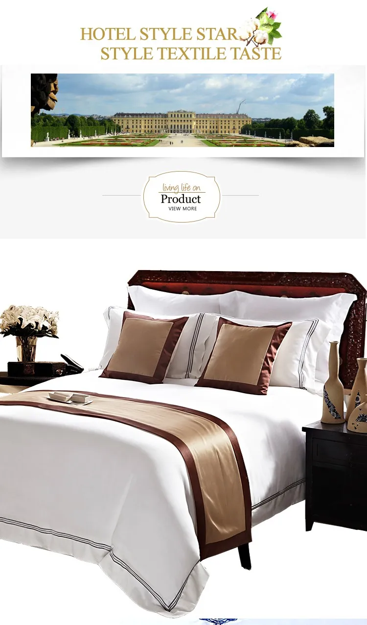 Yrf Wholesale White Custom Logo Embroidered Hotel Bedding Set