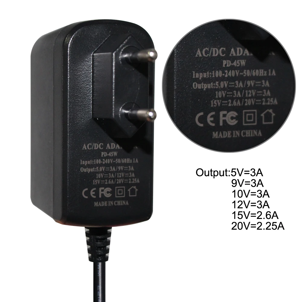 EU-Stecker 2X 6A AC 100-240V A DC 9V 2A Adapter Konverter Netzteil Ladegeraet