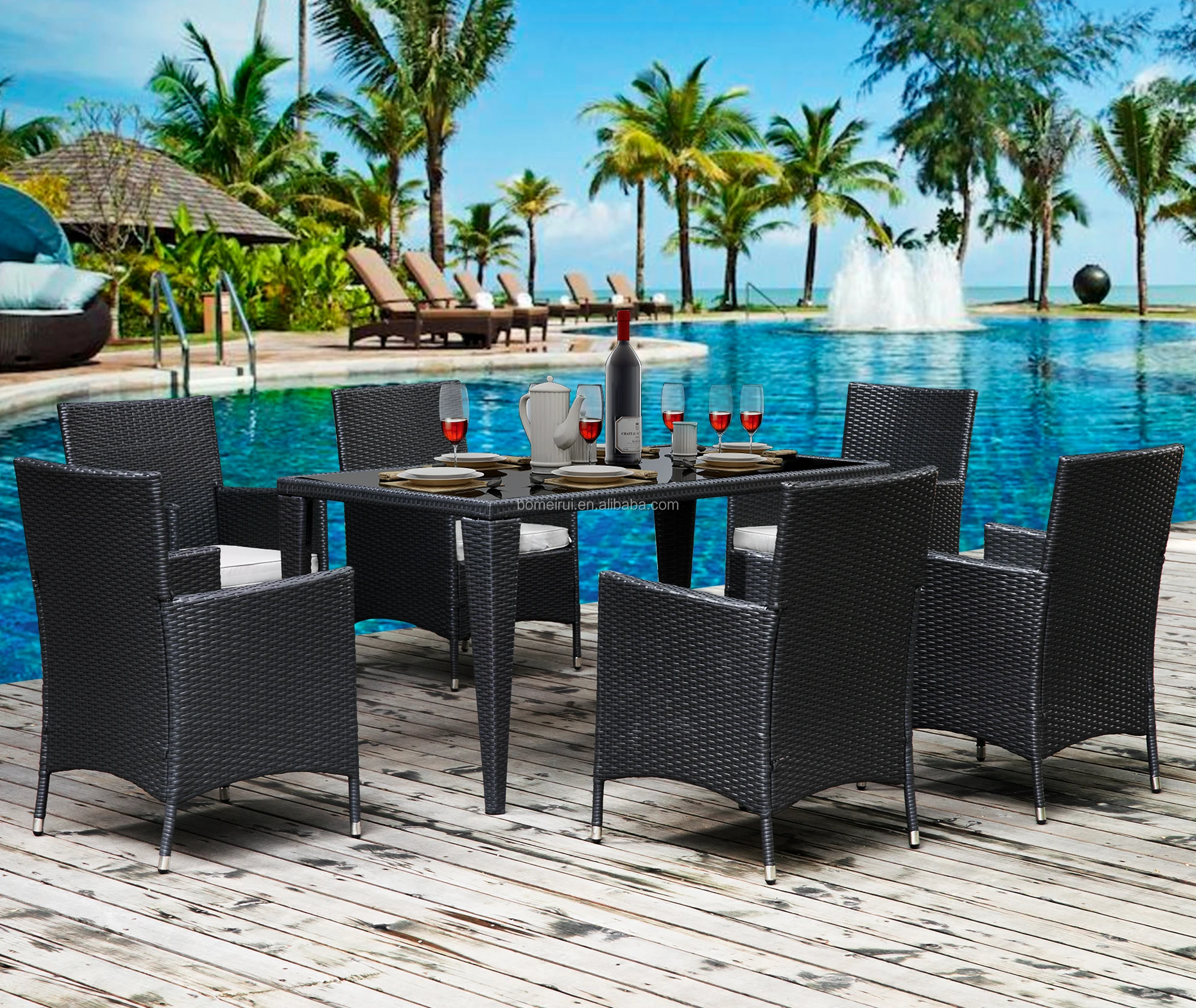 Toq quality home furniture USA free shipping Moden 7pcs Outdoor Garden Patio dinning set Furniture Sets