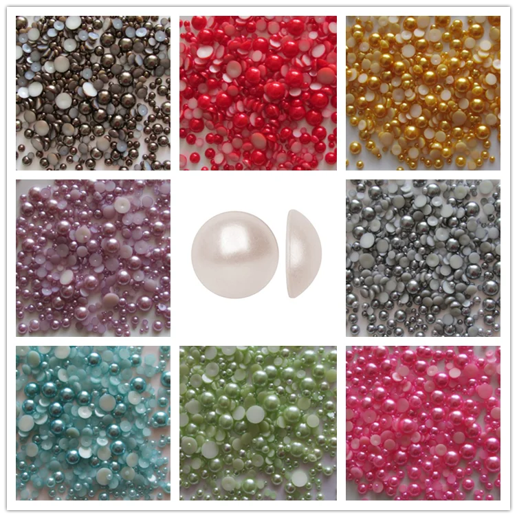 Wholesale Price Hotfix Half Round Transfer Pearls, ABS Material Half Pearl with Flatback in Colours for Garment