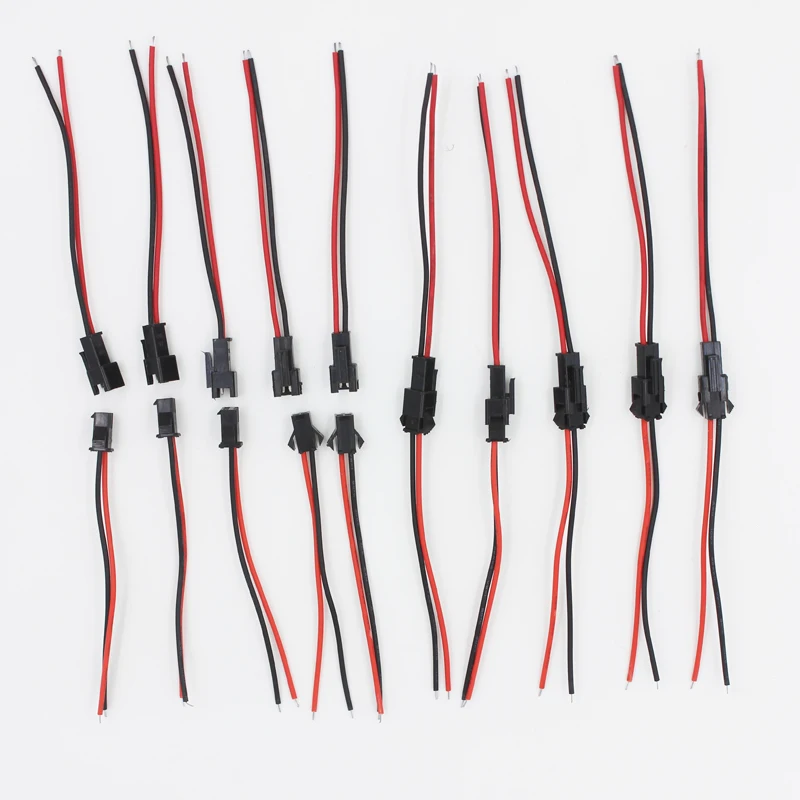 Black Red 8cm Length 2 Pins EL Wire Cable Connectors