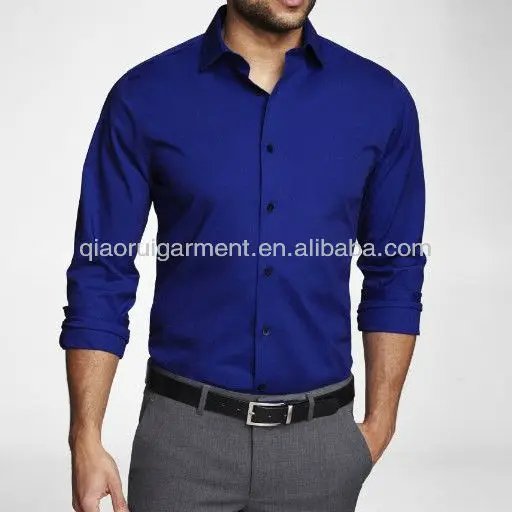 camisa azul de vestir hombre